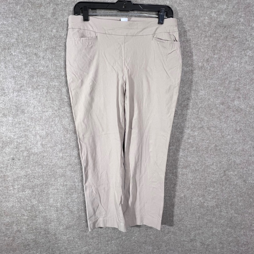 Chicos 0.5 P Beige Straight Leg Cropped Pants Womens Stretch Blend Casual Office - Picture 1 of 9